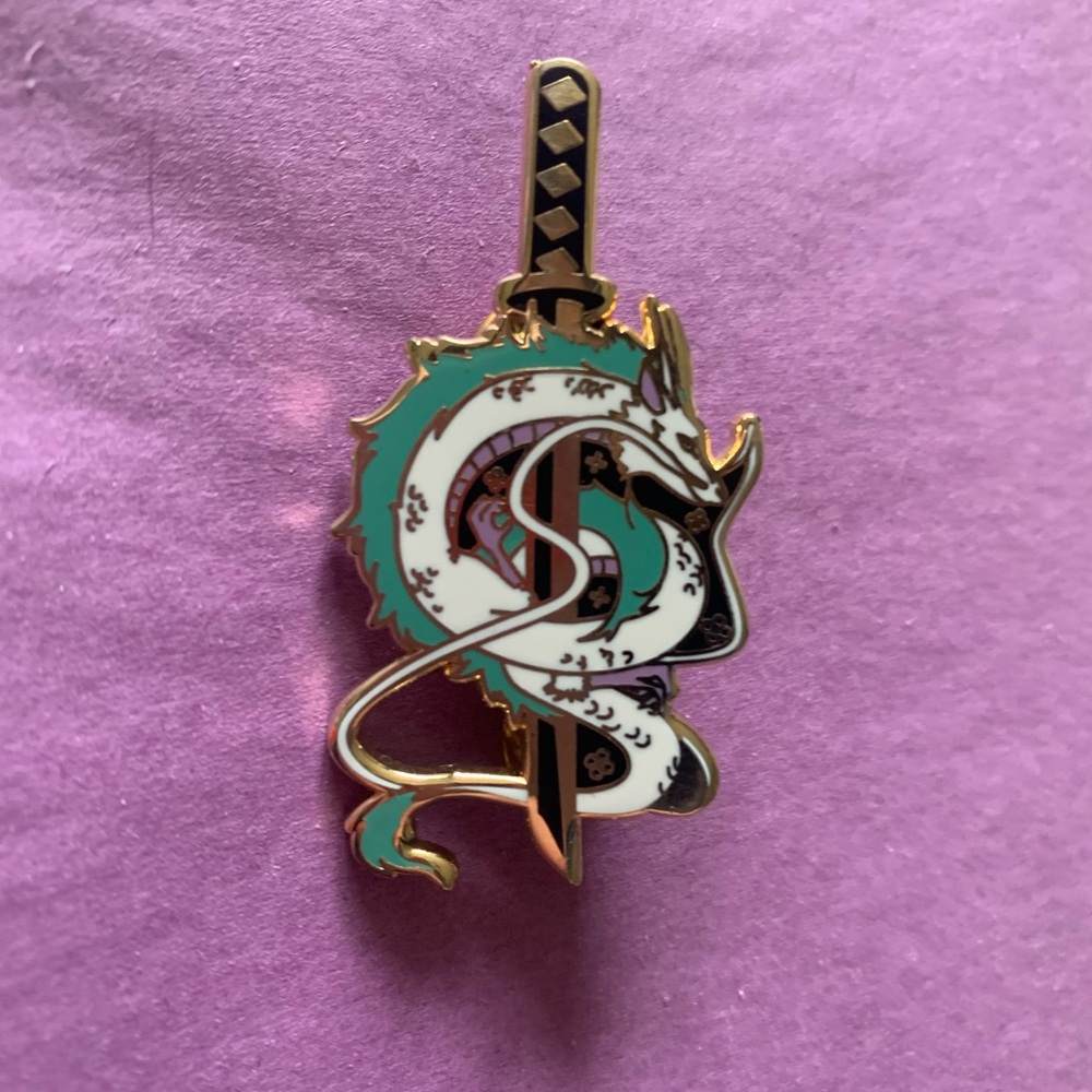 Ghibli Dragon Enamel Pin with Sword | Spirited Away
